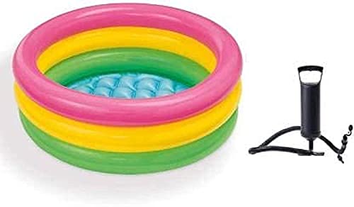 Image of Summer Special Inflatable Kid Swimming Pool with Air Pump - 2 Feet, Multicolor - Perfect for Kids' Bath Time & Water Play