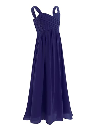 Junior Teens Ruched Bust Chiffon Bridesmaid Long Dress Maxi Gown Flower Girl Dress for Wedding Party Prom2