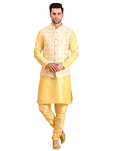 Image of Uri and MacKenzie Men's Silk Blend Kurta Pajama with Designer Ethnic Nehru Jacket /Modi Jacket