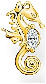 THOMAS SABO Damen Einzel Ohrstecker Seepferdchen gold 925 Sterlingsilber, 750 Gelbgold Vergoldung H2236-414-14