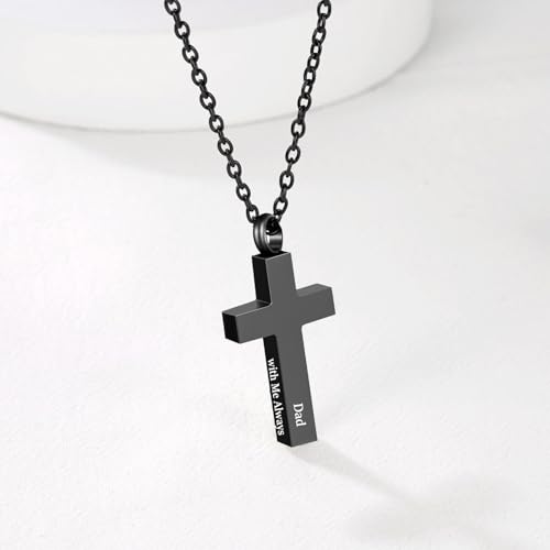 RIPFEVURN Cremation Jewelry Black Cross Urn Necklaces for Ashes for Women Men Human Ashes with Me Always Memorial Keepsake Pendant4