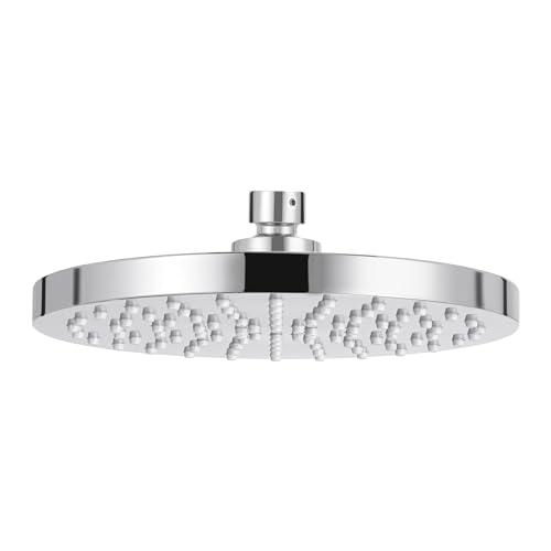 KES Rainfall Shower Head 8-Inch Rain Shower Head Overhead Replacement, Fixed Shower Heads Adjustable with Swivel Ball Round Chrome, J201