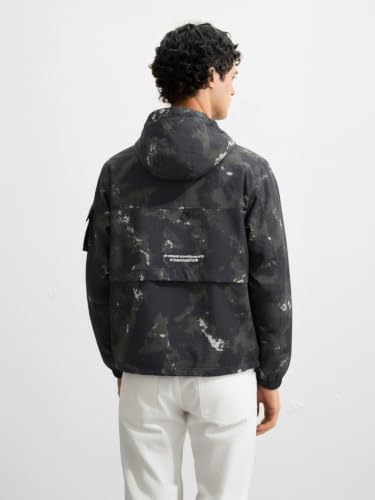 Image of The Indian Garage Co Men Regular Fit Long Sleeves Hooded Printed Jacket