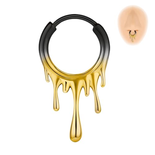 AccGin 18G Nose Rings Earring Irregular Melting Liquid Shaped Nose Ring Fashion Piercing Jewelry Nose Septum Rings for Women 1pc, Brown Gradient