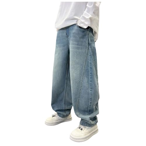 Baggy Jeans for Teens Boys Kids Casual Elastic Waist Relaxed Fit Denim Pants with Pockets Fashion Streetwear