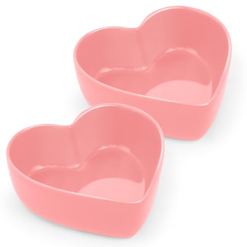 ZLMTZDJD Heart Shaped Bowls 5.5 Set of 2 - Pink Ceramic Candy Bowls for Valentines Day Party Serving Snacks & Desserts (2 Pack)