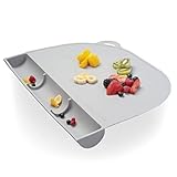 UpwardBaby Rectangular Silicone Toddler Placemat - Food-Catching Suction Table Mat, BPA-Free Baby-Led Weaning Supply, Easy-Clean Washable Mat, Gray