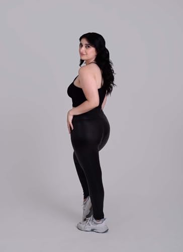 Image of Keepfit Women's Black Faux Leather high Waisted Pocket Legging