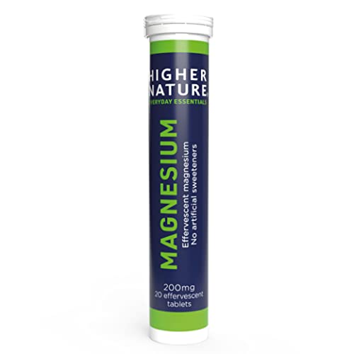 Higher Nature - Magnesium Effervescent - 200mg Magnesium Effervescent Supplement - Natural Orange Flavour - No Artificial Sweeteners - 20 Tablets