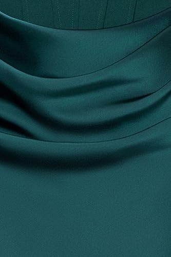 Image of Betsy & Adam Women's Floor Length, Strapless Boned Corset Detail Dress with Draped Satin Ruched Skirt