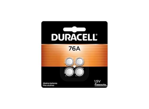 DURACELL 76A 1.5V Alkaline Batteries, 4 Count Pack, 76A 1.5 Volt Battery, Equivalent to LR44, A76, PX76A, V136A, AG13, and L1154 Battery Types