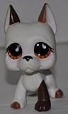 Great Dane #750 (White/Brown, Brown/Orange Eyes) Littlest Pet Shop (Retired) Collector Toy - LPS Collectible Replacement Single Figure - Loose (OOP Out of Package & Print)