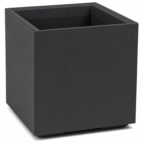 Ondis24 Pot de fleurs Caro - Aspect béton - XXL sur roulettes - En plastique 100 % recyclé - Grand extérieur - Anthracite - 40 cm