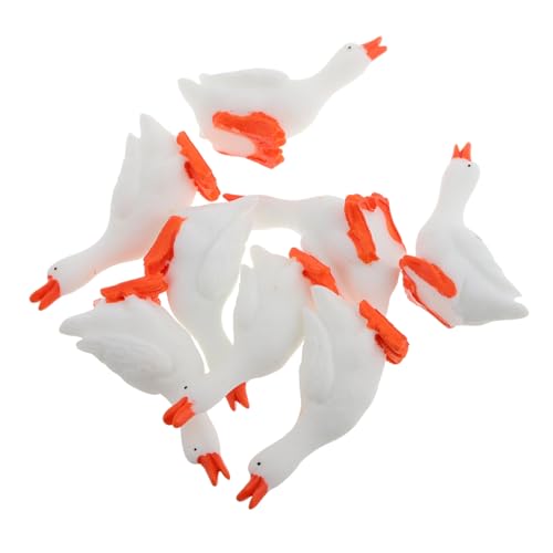 TOBBOMEY Dorable White Goose Statue Set Swan Resin Goose Garden