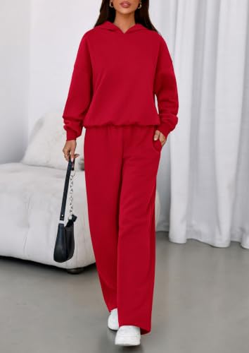 Image of PRETTYGARDEN Womens Sweatsuits 2 Piece Set 2026 Casual Winter Long Sleeve Hoodie Loose Wide Leg Sweatpants Fall Tracksuit