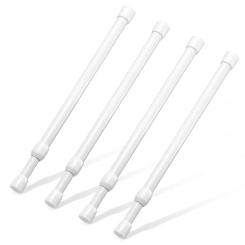 Image of Spring Tension Rod, Goowin Small Tension Rod, 5 /8 inch Diameter No Drilling Expandable Short Tension Rods Spring Rods, Tension Rods for Closet, Cupboard, Hanging Clothes, White, 4 Pack (12-20 inch)