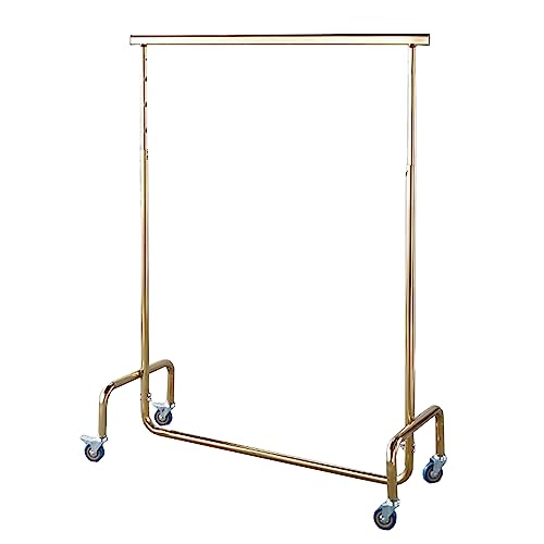 Burro de ropa de oro resistente, perchero plegable ajustable y extensible de 280lb con ruedas 2