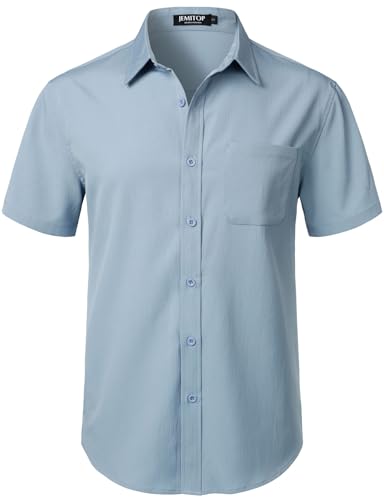 Image of JEMITOP Mens Stretch Wrinkle Free Texture Shirts