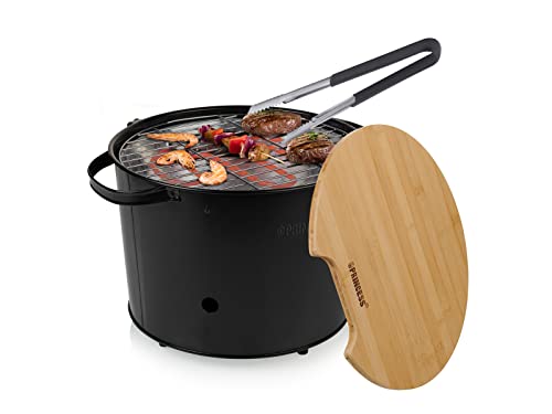 Barbacoa híbrida con pinzas para barbacoa, adecuada como barbacoa eléctrica o de carbón, con...