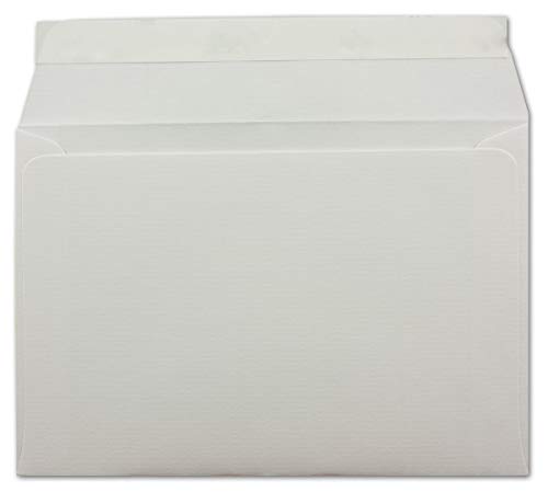 50 gerippte Briefumschläge DIN C6 Weiss - 11,4 x 16,2 cm - 100 g/m² Post-umschlag ohne Fenster Haftklebung mit Abziehstreifen - Colours-4-You