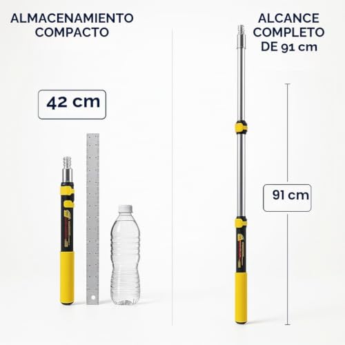 Poste de extensión telescópico Bates de 3 pies con bloqueo abatible para pintura y limpieza 3