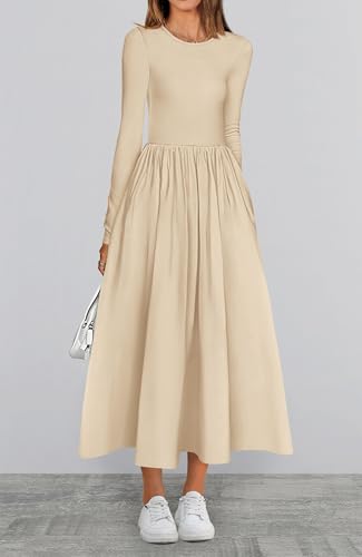 BTFBM Casual Long Sleeve Dresses Spring Dresses 2025 Wedding Guest Dress Midi Dress Flowy Bohemian Long Dress
