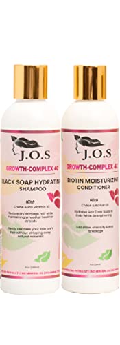 J'Organic Solutions 4C Chébé Shampoo & Conditioner Set with Biotin, Chebe, with African Black Soap, Vitamin B5