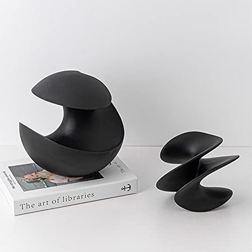Lrenkey Skulpturen Statuen Für Wohnkultur - Moderne Nordische Geometrische Unregelmäßige Schwarze Und Weiße Gyro-Ornamente, Modellraum Speziell Geformte Dekoration Passend,2,Wie Abgebildet Cover