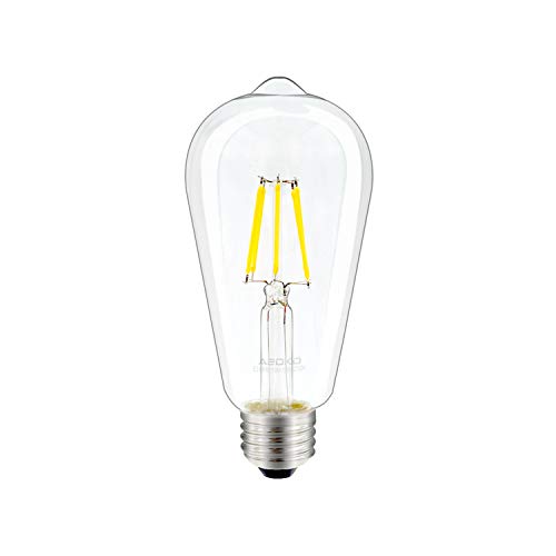 ASOKO LED Edison Light Bulb 6W 2700K Warm White Vintage Style Bulbs, ST64, Edison Light Bulbs, Vintage Bulbs LED, 60W Equivalent (6W-Clear-2700K)