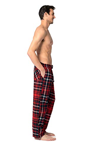 Andrew Scott Men's 3 Pack Cotton Flannel Fleece Brush Pajama Sleep & Lounge Pants (Small, 3 Pack- Plaid Black, Blue, Red) #TOP2