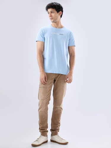 Image of Spykar Men's Slim Fit Crew Neck Half Sleeve Solid Casual T-Shirt