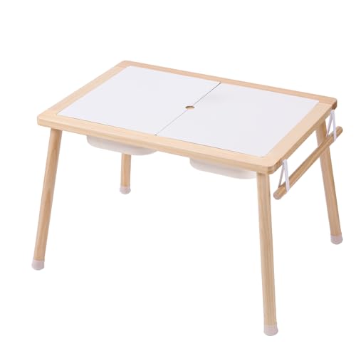 VEVOR Kids Activity Table with 3 Foldable Storage Bins & Paper Roll Holder, Indoor/Outdoor Play Sand and Water Table, Wooden Kids Sensory Drawing Table, Gift for Boys Girls by VEVOR - Image 9