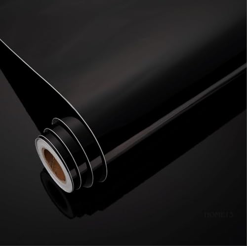 Image of HOME13 Self Adhesive Glossy Wallpaper Vinyl Stickers for Drawer and Shelf Waterproof Wallpaper for Table Top Kitchen (Black Glossy, 2 Feet BY 5 Feet)