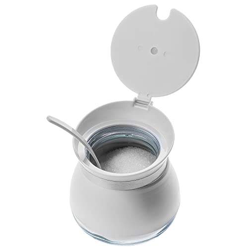 KADAX Zuccheriera con cucchiaio, 270 ml, in vetro verniciato a polvere, 9 x 9 cm, in 2 colori, portaspezie con coperchio per tè, zucchero (bianco) - immagine 6