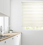 Decorblind Double Layer Roller Blind Night and Day Installation Wall or Ceiling, Blind Size: 100 x 180 cm Width x Length/Fabric Size: 97 x 175 cm – Ecru Blind, Night and Day Window Blind - Image 5