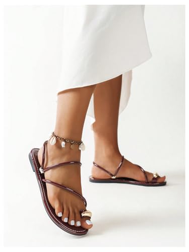 Image of Verdusa Women's Metallic Open Toe Ring Sandals Summer Strappy Flat Sandals