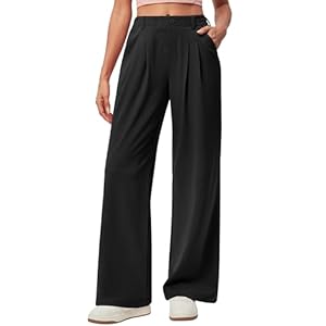 IUGA Wide Leg Pants Woman Pull on Stretchy Work Dress Pants High Waisted Business Casual Trousers Slacks