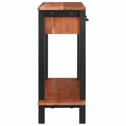 Mesa auxiliar estrecha de madera maciza de acacia con estructura robusta 7