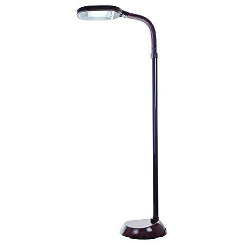 Bedford Home Floor Lamp - Full Spectrum Natural Sunlight Lamp with Bendable Neck - Reading, Craft, and Esthetician Light (Brown Woodgrain)
