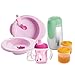 Chicco Set de Comida Infantil 6 m+, Juego Vajilla para Destete con Plato Térmico, Plato Llano, Vaso de Aprendizaje para Bebé, Cuchara, Termo Aceo Inoxidable y 2 Contenedores de Comida, Color Rosa