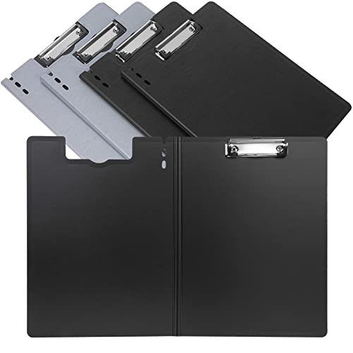 BOMKEE A4 Foldover-Klemmbrett (4 Stück), faltbare Klemmbretter, Aktenordner, Flip-Schreibblock, Profil-Clips, Hardcover-Clips, Form-Organizer für Business, Büro, Schule, Krankenhaus Cover