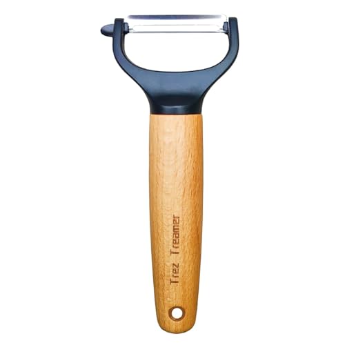 Trez Treamer Vegetable Peelers for Kitchen, Super Sharp Wooden Potato Peeler Set Apple Cucumber Carrot Fruit Potatoes Veggie Peeler Bulk with Stainless Steel Blade，Dishwasher Safe