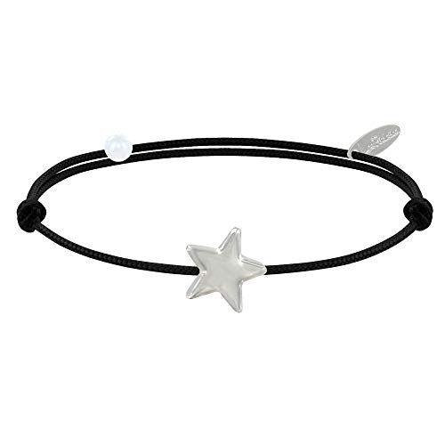 LES POULETTES BIJOUX - Bracelet Lien Etoile d'Argent 925 - Classics - Noir