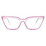 Zeelool Stylish Acetate Oversized Cat Eye Blue Light Blocking Glasses for Women Yosef WA609979-01 Bright-Pink