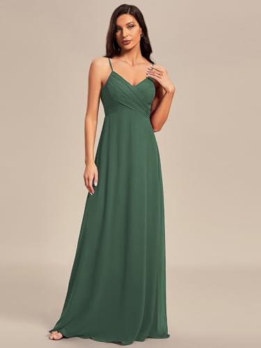Ever-Pretty Women's Sexy Spaghetti Straps Cowl Back Empire Waist A Line Pleated Chiffon Bridesmaid Dress 80026-PH2