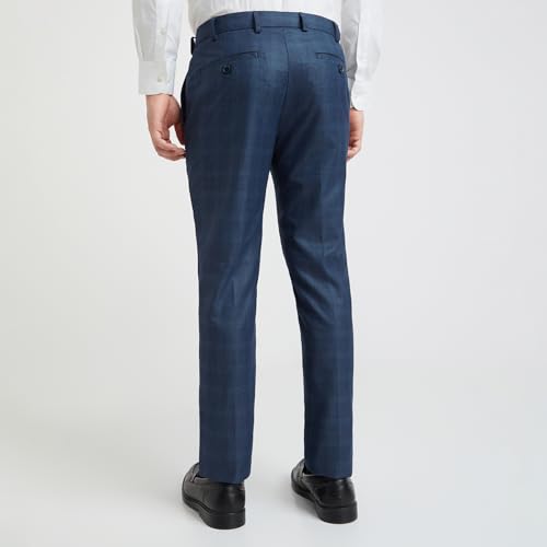 Image of Raymond Men Slim Fit Checks Pattern Polyester Blend Flat Front Formal Trouser