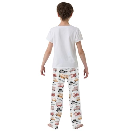 Cartoon Taxi Bus Transportation Boys Long Pants Soft Trousers Elastic Waist Kids Lounge Bottoms with Pockets S-XL3