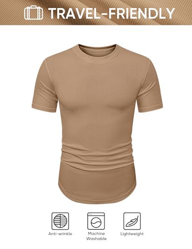 Image of JMIERR Mens Short Sleeve T Shirt Summer Muscle Slim Fitted Crewneck Longline Tees Shirts for Gym Workout