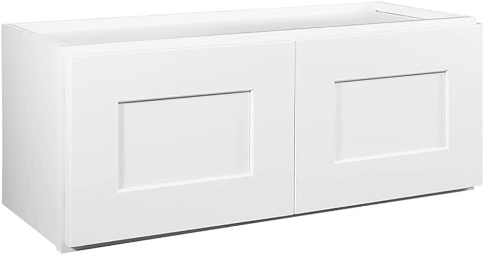Design House Brookings Shaker Bridge Wall Kitchen Cabinet W3012, 30 W x 12 D x 12 H, Painted White, Solid Wood, Ready to Assemble, 561621