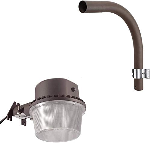 TORCHSTAR Dusk to Dawn LED Barn Light Bundle Mounting Arm, 40W Dusk to Dawn LED Area Light with Photocell, Bronze Outdoor Security Floodlight & Bronze Mount Pole for LED Barn Light Security Yard Light